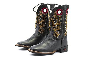 Bota Infantil Austin Ranch - KA093 Preto/ Vermelho - 12KA093F2P - Flex