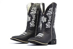 Bota Feminina Mr West Flor Bordado Branco - Flex