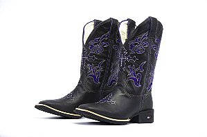 Bota Feminina Mr West Preta com Roxo - Flex