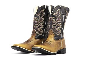 Bota Masculina Mr West Fossil Mostarda Cano Preto Bord. 0121 - Colt