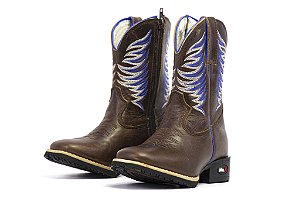 Bota Mr West Infantil Fossil Tabaco Bordado Azul 2803 - Flex