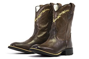 Bota Masculina Cavazzani Latego Castanho 01 Cafe Bordado Arame - Flex