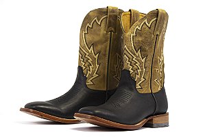 Bota Masculina Goyazes 211501 - CC Pit Stop Preto Dallas Creme - Couro