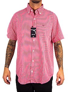 Camisa Masculina King Farm - Manga Curta Xadrez Vermelha
