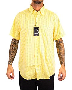 Camisa Masculina King Farm - Manga Curta Xadrez Amarelo