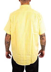 Camisa Masculina King Farm - Manga Curta Xadrez Amarelo