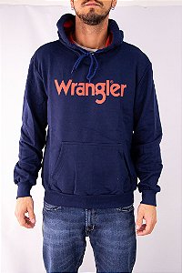 Moletom Masculino Wrangler com Capuz - Azul/Laranja
