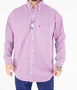 Camisa Masculina Classic Manga Longa - Xadrez Vermelho/Azul