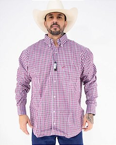 Camisa Masculina Classic Manga Longa - Xadrez Vinho