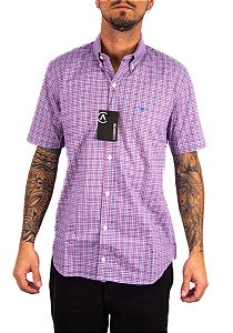 Camisa Masculina All Hunter - Manga Curta Vermelho/Azul