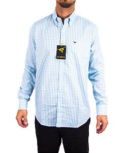Camisa Masculina All Hunter - Manga Longa Azul Piscina/Branco