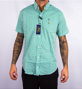 Camisa Masculina Pollo Ralph Lauren - Manga Curta Xadrez Verde Claro