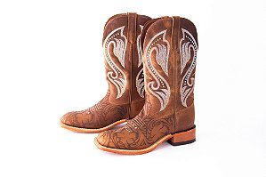Bota Feminina Goyazes Bico Quadrado/ Couro Dallas furta cor - Solado Couro