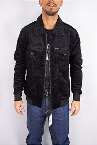 Jaqueta Masculina Wrangler WM9755PR - Preta Veludo com Gola