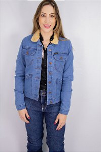 Jaqueta Feminina Wrangler WF7027UN - Lycra Jeans - Forro Caramelo Escuro