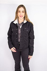 Jaqueta Feminina Wrangler WF7019UN - Urbana Jens Preto Forro Branco