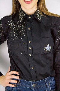 Camisa Feminina Laidol Manga Longa - Preta Lisa