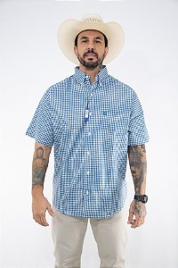 Camisa Masculina Classic Manga Curta - Xadrez  Verde/ Branco/ Preto
