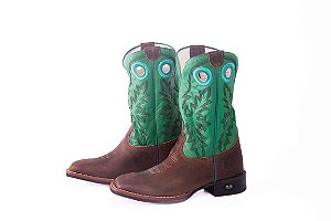 Bota Infantil Unissex Durango - Cano Médio/ Bico Quadrado/ Solado Flex/ Cor: Rust Dog/ Hortelã - Cód. 12K121G2P