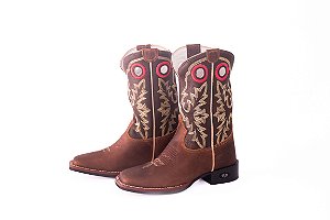 Bota Infantil Unissex Durango - Cano Médio/ Bico Quadrado/ Solado Flex/ Cor: Red Dog/ Café - Cód. 12K123G2P