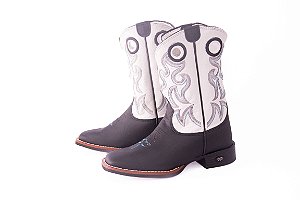 Bota Infantil Unissex Durango - Cano Médio/ Bico Quadrado/ Solado Flex/ Cor: Preto/ Cinza - Cód. 12K069G2P