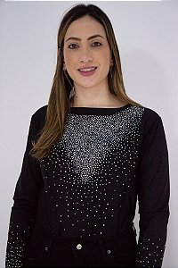 Body Feminino Preto sem botão