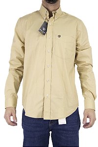 Camisa Masculina Ariat Manga Longa Lisa - Bege