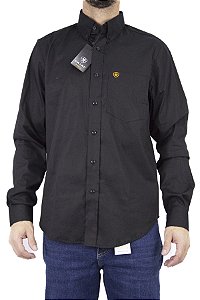 Camisa Masculina Ariat Manga Longa Lisa - Preta