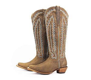 Bota Feminina Goyazes Bico Fino/ Cano bem longo com zíper lateral/ Cor: Dallas Creme