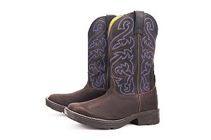 Bota Masculina Goyazes Solado Jump/ Cor Cabeça Brown/ Couro Mustang Preto 243002-CBJ