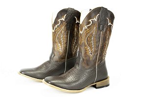 Bota Masculina Mr West Solado Couro/ Bico Quadrado/ B-58C 885 5035/PTA/ Couro Cabeça/ Cor 1463 - Cabeça Café/ Fóssil Tabaco