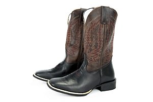 Bota Masculina Mr West Solado Flex/ Bico Quadrado/ B-77 907 PTO/VM Cor 1474 - Fóssil Preto/ Fóssil Sella