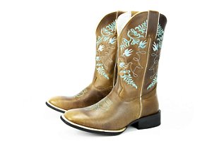 Bota Feminina Mr West Solado Flex/ Bico Quadrado B-75 FR67 TQS Cor 1474 - Fóssil Mostarda/ Fóssil Mostarda