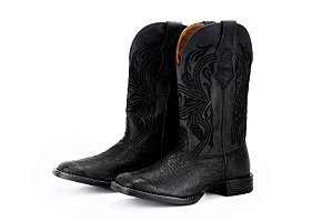 Bota Masculina Goyazes Avestruz Barriga Preta Solado Flex/ Bico Quadrado/ 241501-AF
