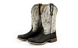 Bota Feminina Goyazes Couro Pit Stop/ Fóssil Prata/ Solado Power/ Bico Quadrado/ 226404-CF