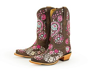 Bota Feminina Goyazes - Bico fino/ Cano Curto/ Solado couro - Cor couro Darkar café - cc 256802