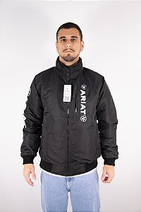 Jaqueta Masculina Ariat Nylon - Preta Bordado Branco Nova
