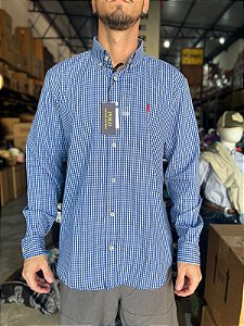 Camisa Masculina Pollo Ralph Lauren - Manga Longa Xadrez Azul