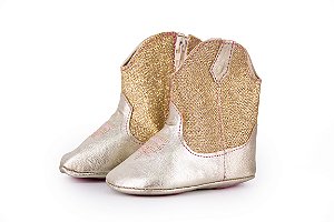 Bota Infantil Baby Country RF 01 Cor: Dourado e Rosa