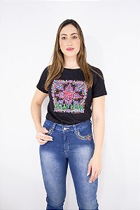 T-SHIRT Feminina Preta Texas Head