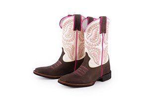 Bota Feminina Durango 0161 – Mad Dog Bege, Cano Médio, Bico Quadrado DGO Gel e Solado Gel