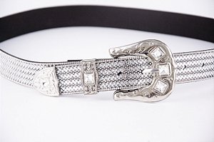 Cinto feminino de brilho prata