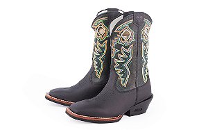 Bota Masculina Durango Carrapeta Salto Carrapeta/ Solado Gel/ Bico Quadrado/ Preto - Preto 1421702727G2P