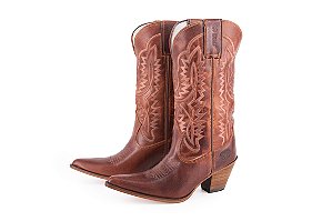 Bota Feminina Durango Cano Médio/ Bico Fino/ Solado Couro/ Cor Toscana 7075005858C1W