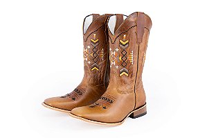 Bota Feminina Mr West  B-75 898 Preto Fóssil mostarda / Fóssil mostarda  Solado em couro Bico quadrado