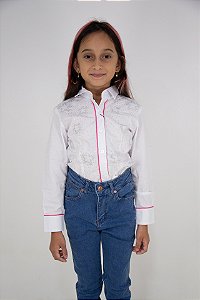 Camisa Infantil Feminina Texas Head - Branca
