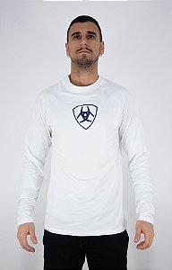 Blusa Térmica Masculina Ariat Proteção UV Cor Branca/Azul