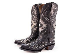 Bota Feminina Goyazes - Bico fino/ Solado couro/ Couro Mustang Preto 256801