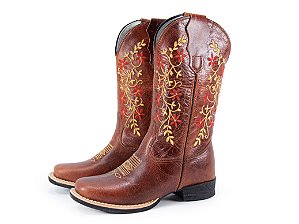 Bota Feminina Craft Boots Flor Vermelha