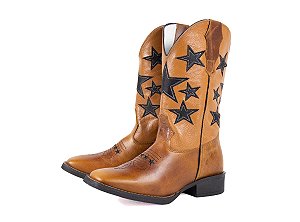 Bota Feminina Mr West - Fóssil Mostarda/Estrela Preta - Solado Flex - B75 Vira Preta 1474